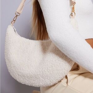 Anthropologie Ivory Textured Shoulder Bag